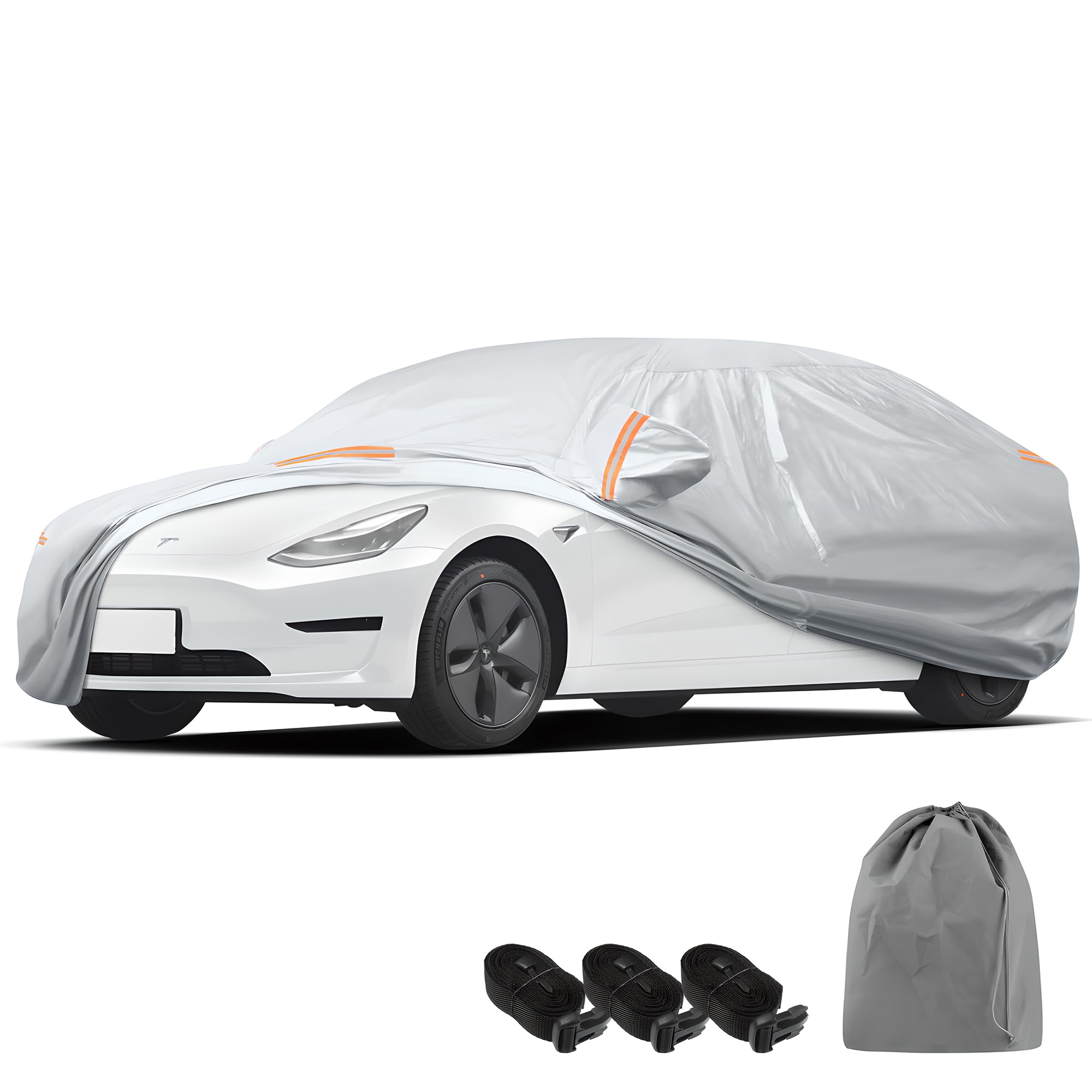 Car cover for the Tesla Model 3 offers all-weather protection.