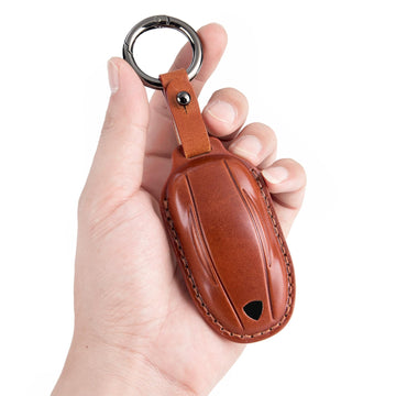 infinaware - Handmade Leather Keychain for Tesla Model 3