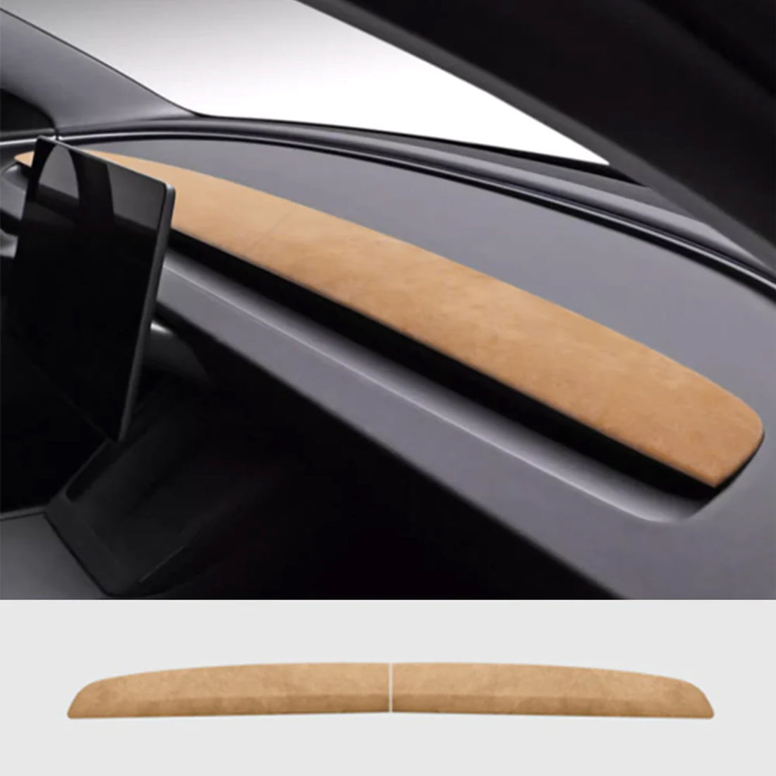 infinaware - Alcantara Spliced Dash Trim for Tesla Model 3 Highland (2PCS)