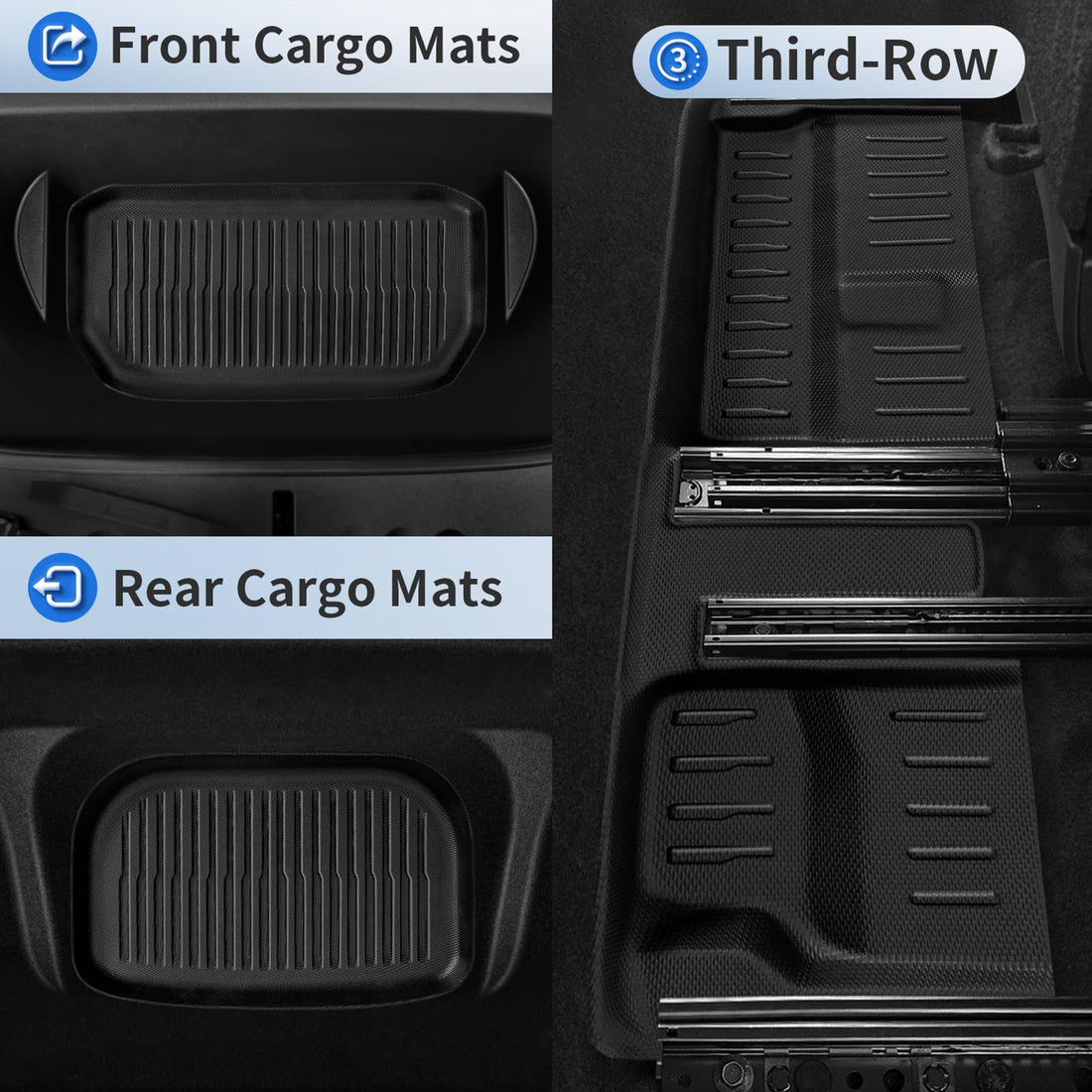 infinaware - All Weather TPE Floor Mats for Tesla Model Y 7 Seats