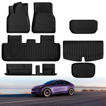 infinaware - All Weather TPE Floor Mats for Tesla Model Y 7 Seats