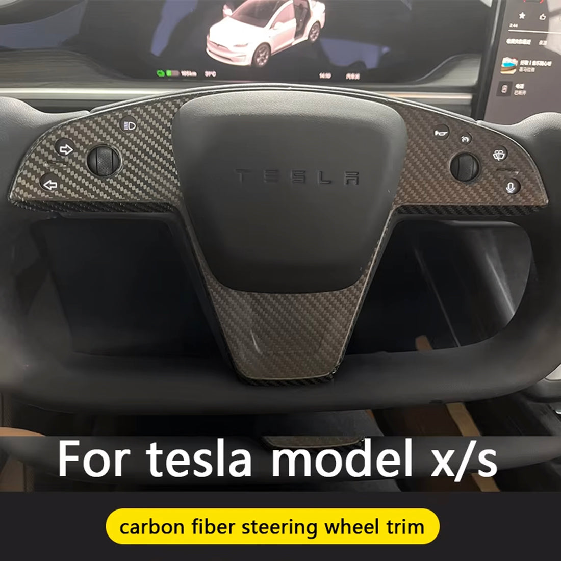 infinaware - Carbon Fiber Steering Wheel Cover for Tesla Model S/X 2022-2024