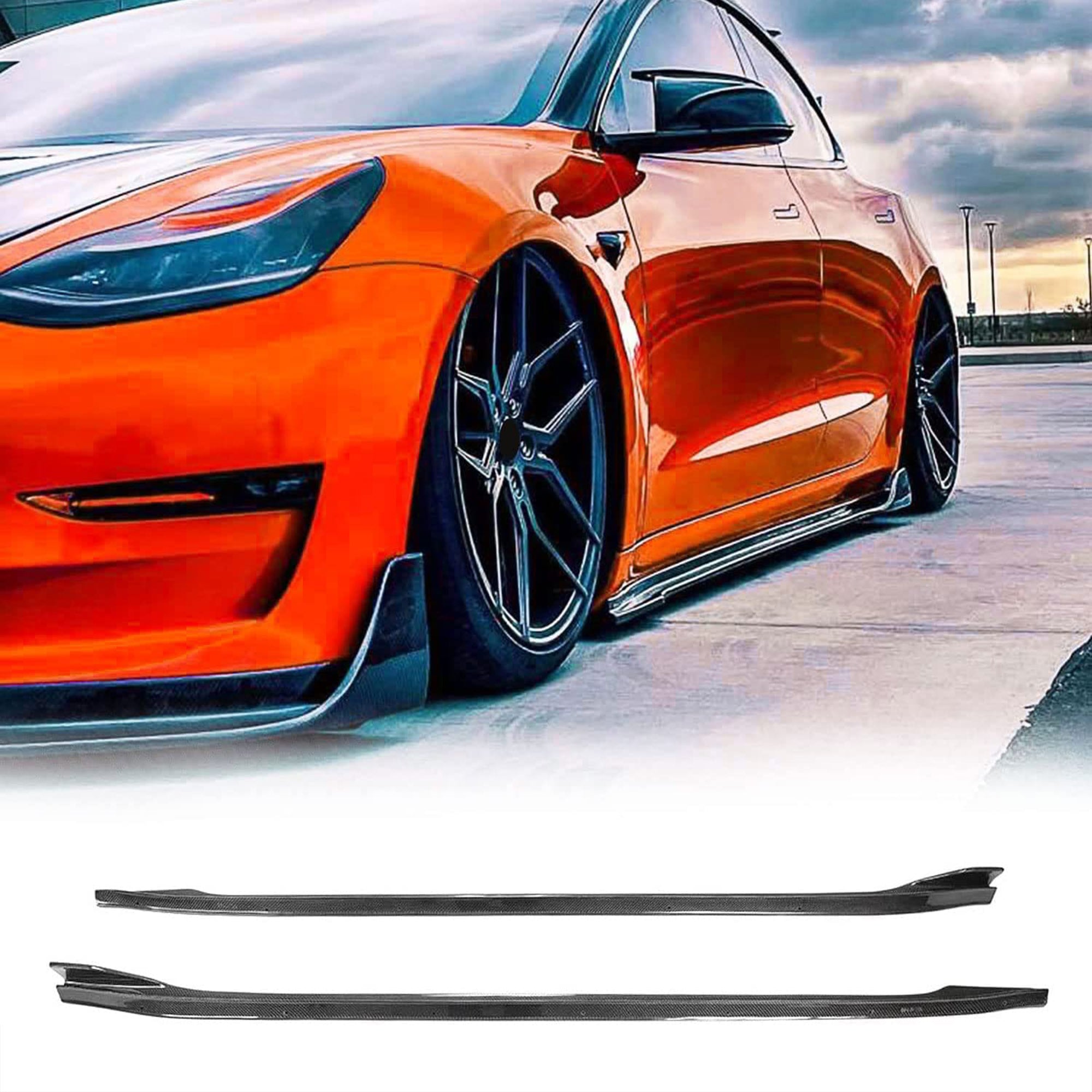 infinaware - Carbon Fiber V-Style Side Skirts for Tesla Model Y 2020-2024