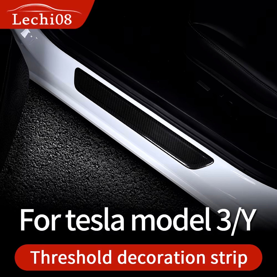 infinaware - Door Sill Scuff Plates Cover for Tesla Model 3 - Carbon Fiber Exterior Mods