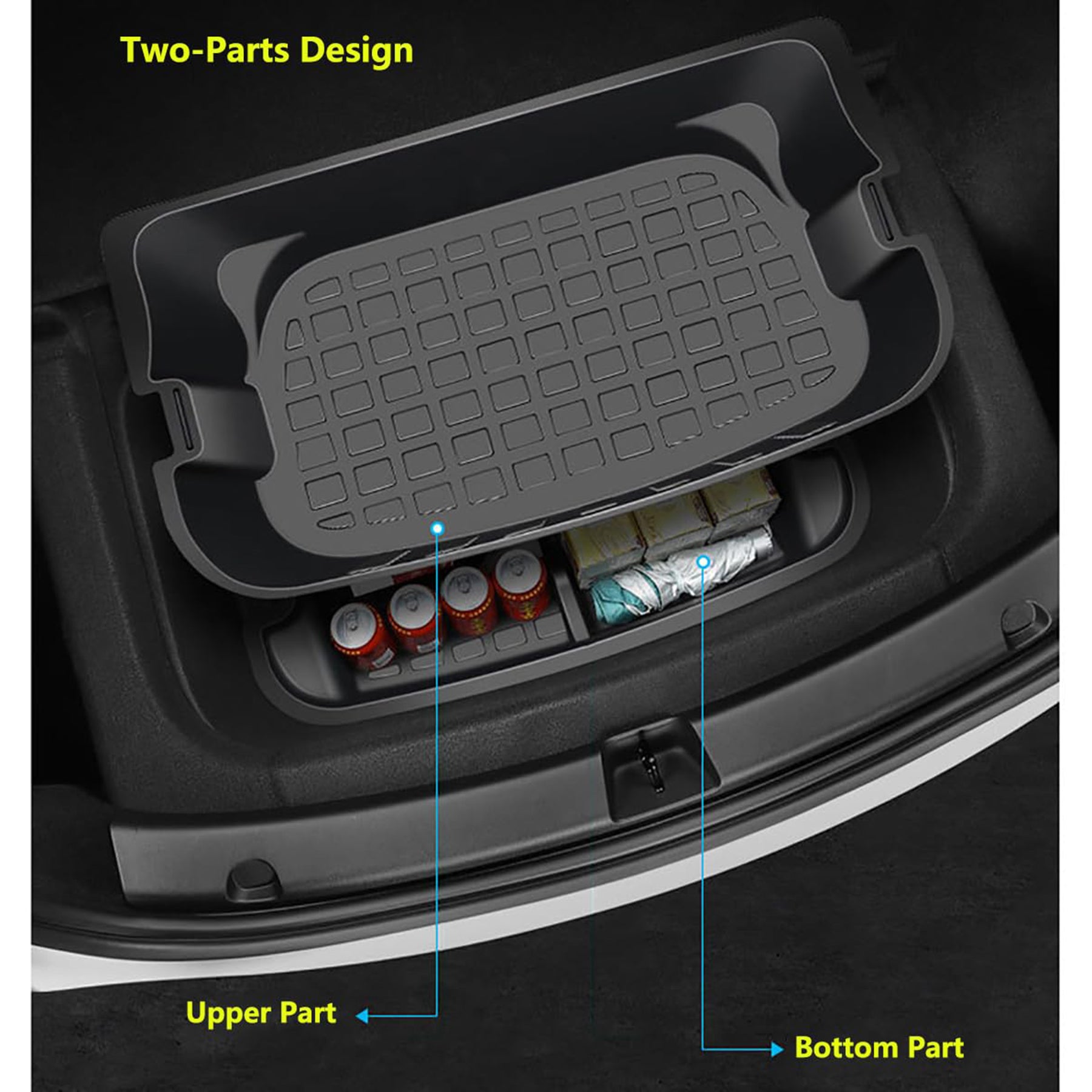 infinaware - Double-Layer Trunk Organizer for Tesla Model 3