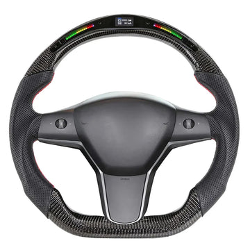 infinaware - LED Carbon Fiber Steering Wheel with Lights for Tesla Model 3 / Y【Style 4】