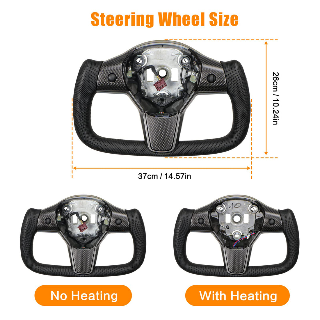 infinaware - Perforated Leather Yoke Steering Wheel for Tesla Model 3 / Y【Style 35】