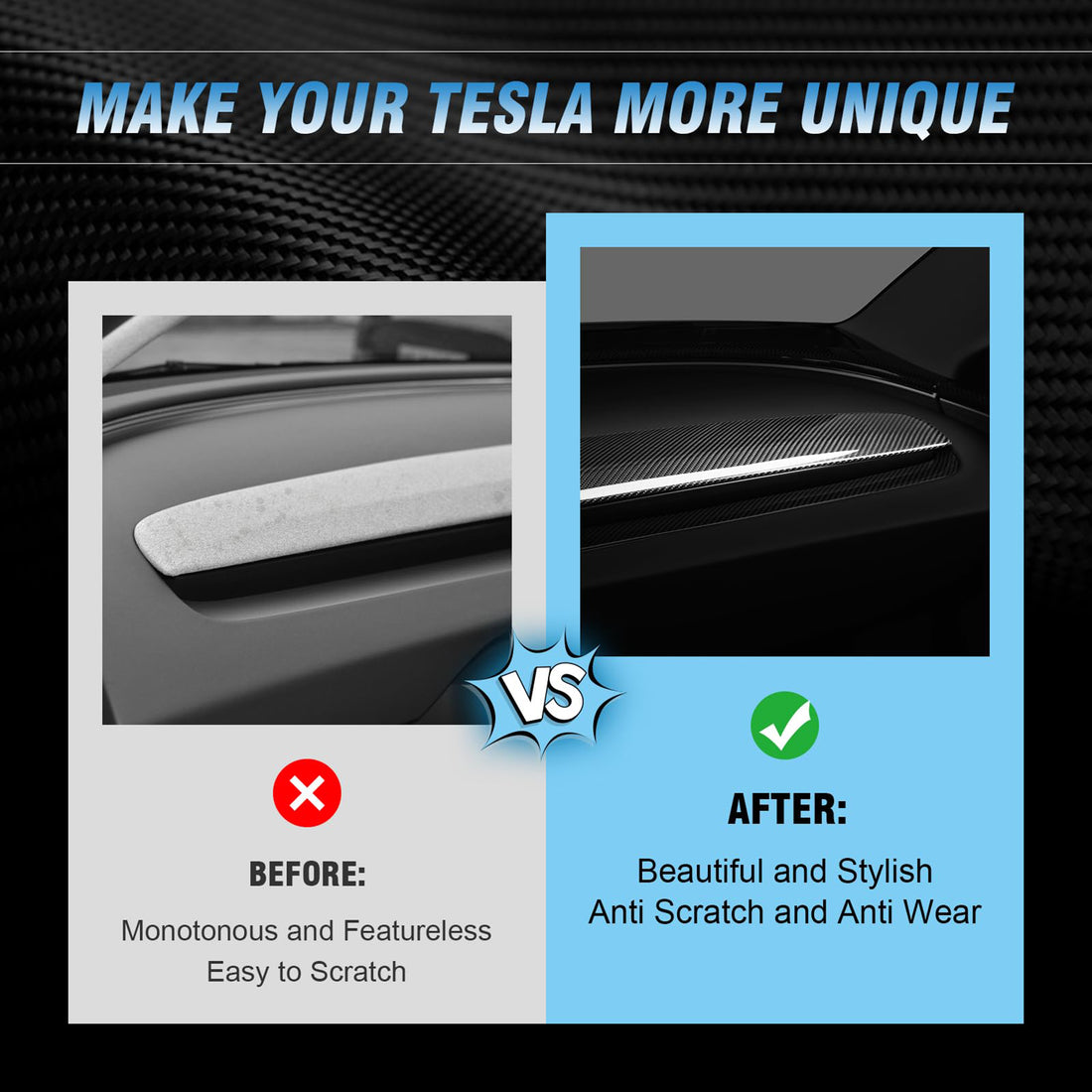 infinaware - Real Carbon Fiber Replacement Dashboard Cover for Model 3 Highland