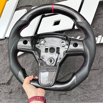 infinaware - Sport Grip Carbon Fiber Steering Wheel for Tesla Model 3 / Y 【Style 40】