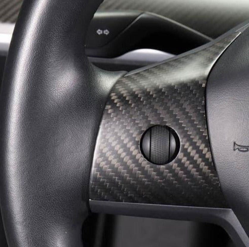 Steering Wheel Middle Trim Cover - Carbon Fiber Interior Mods for Tesla model 3/Y