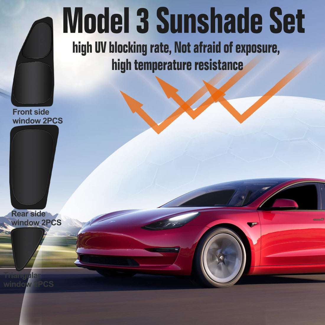 infinaware - Sunshade Cover UV Blocking for Tesla Model X 2016-2024 (12PCs)