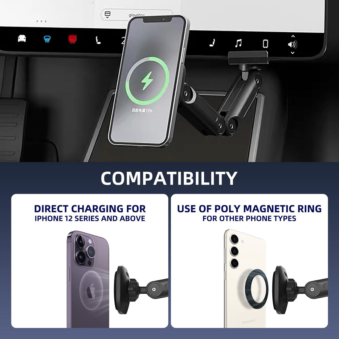 infinaware - Wireless Charging Phone Mount For Tesla Model 3/Y/S/X